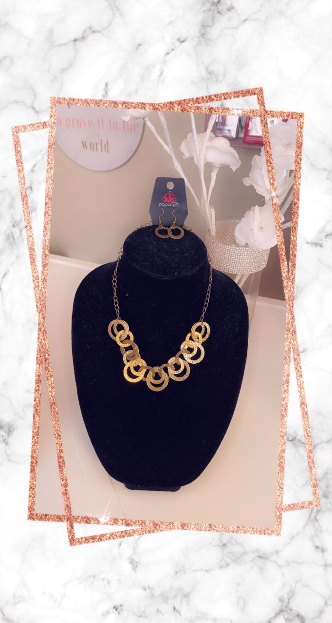 Gold Hoops Earrings & Necklace Set