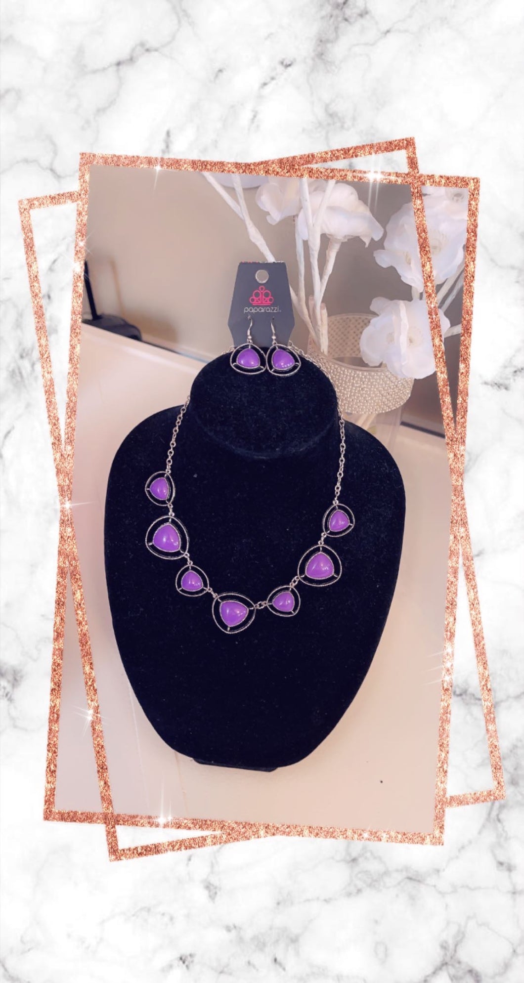 Purple Bubbles Earrings & Necklace Set