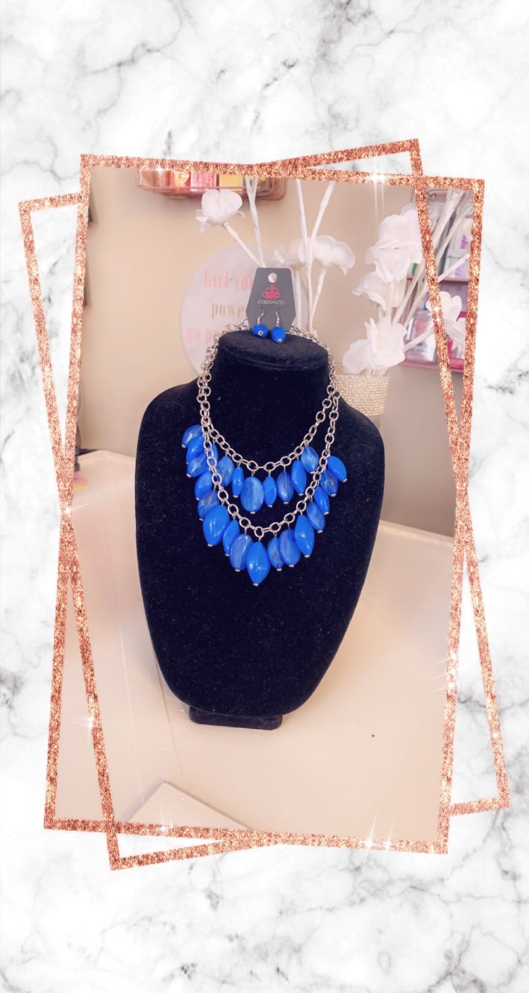 Royal Blue Earrings & Necklace Set