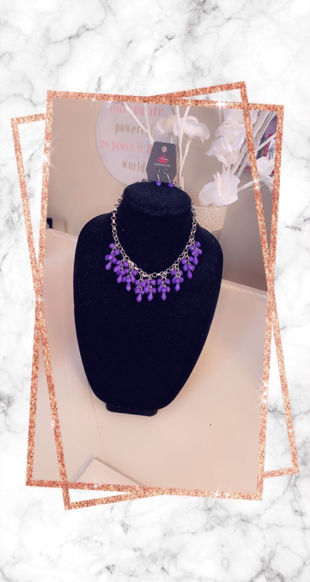 Purple Rain Earrings & Necklace Set