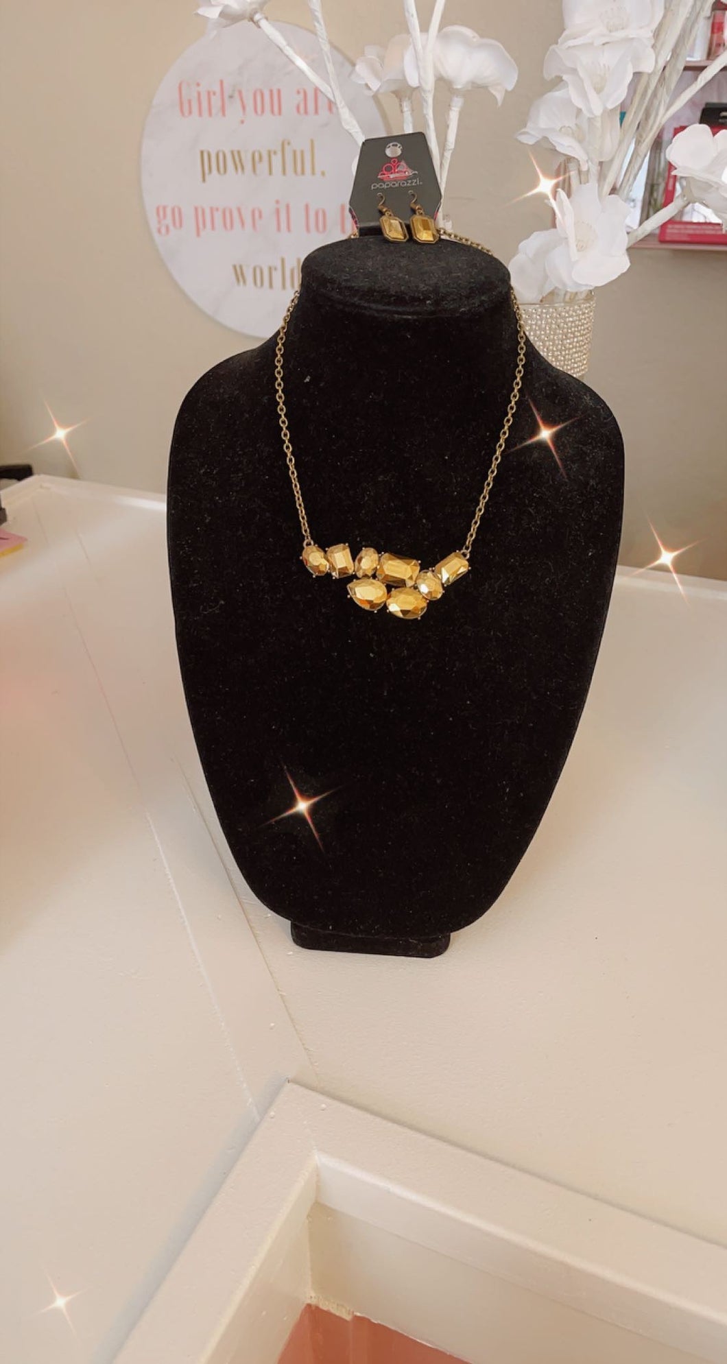 Chunk of Gold Earrings & Necklace Set