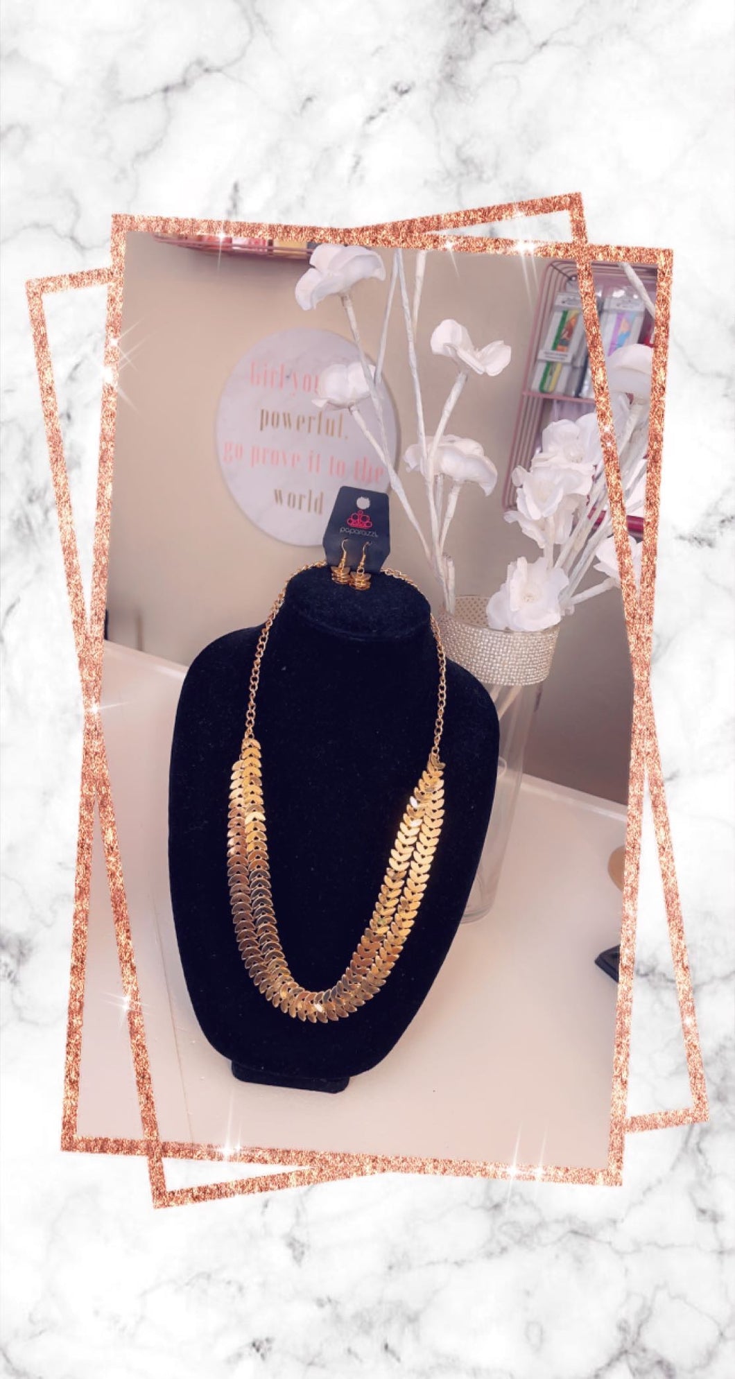 Gold Earrings & Necklace Set